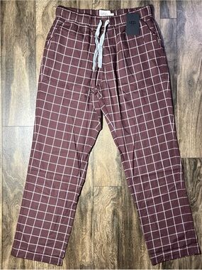 UGG Flynn Check Sleepwear Pants Men’s XL Port Red Plaid NWT 100% Cotton Lounge